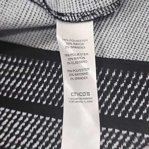 Chico's Jacket Knit Jacquard Black White Striped Pockets Women's Medium - Picture 6 of 7